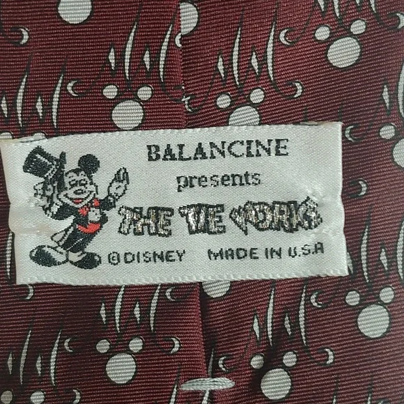 Disney Burgundy Tie with Mickey Mouse Pattern. All silk USA Made. - Picture 5 of 6